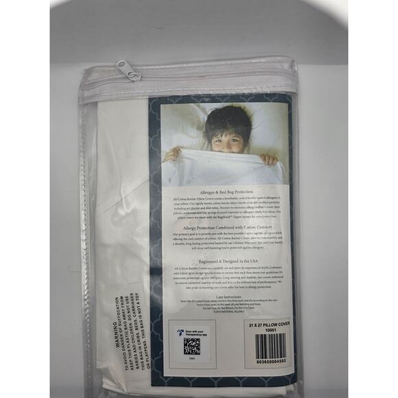All Cotton Pillow Cover 21x27 BugShield Dust Mite Proof NIP - Picture 2 of 5